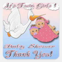 Filles jumelles BH - phoque d'enveloppe de Merci d Sticker Carré