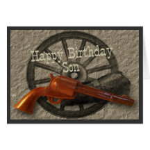 Fils occidental sauvage de joyeux anniversaire de  cartes de vœux