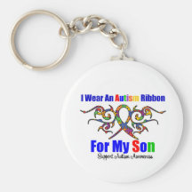 Fils tribal de ruban d'autisme porte-clefs