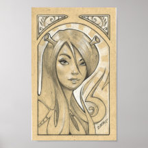 Fiona dessinant 7" x11 " affiche
