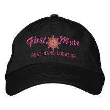 FIRST MATE Wheel Customizable Boat Name Your Name Embroidered Hats