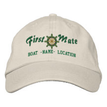 FIRST MATE Wheel Customizable Boat Name Your Name Embroidered Hats