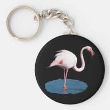Flamant rose dans la piscine de l'eau bleue porte-clef