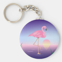 Flamant rose porte-clef