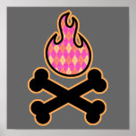 Flamme à motifs de losanges et os croisés posters