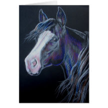 Flamme sur le noir - cheval foncé cartes de vœux