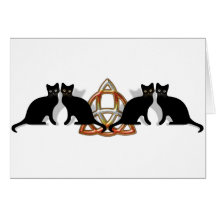 Flamme Triquetra de Pentgagram de chats Carte De Vœux