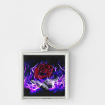 Flamme violette rose et main de dieux porte-clés