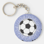 flammes bleues de ballon de football porte-clé