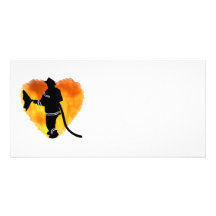 Flammes d'amour de pompiers carte avec photo