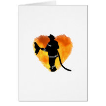 Flammes d'amour de pompiers cartes de vœux