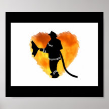 Flammes d'amour de pompiers posters