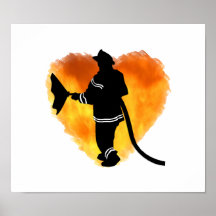 Flammes d'amour de pompiers posters