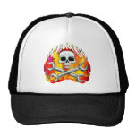 Flammes de crâne et clés croisées de chrome casquettes de camionneur