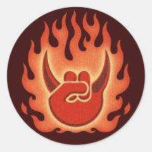 Flammes de roche de diable autocollant rond