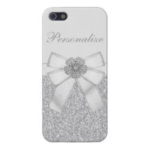 Fleur argentée imprimée de scintillement et de dia coque iPhone 5