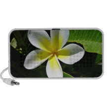 Fleur blanche et jaune de Frangipani Haut-parleur De Voyage