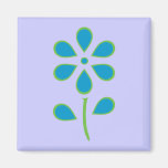 Fleur bleue et verte magnets pour réfrigérateur