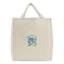 Fleur bleue Fourre-tout brodé personnalisable de r Sac