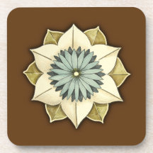 Fleur botanique de rosette dans le bleu et le Brow Sous-bock