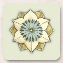 Fleur botanique de rosette en doucement vert et bl sous-bock