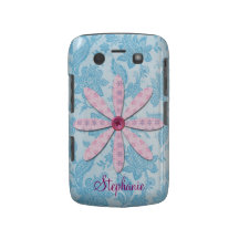 Fleur de bouton et papier peint de cru personnalis coque blackberry bold