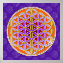 Fleur de la vie - boutonnez la violette orange de  affiche