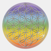 Fleur de la vie/Flower Of LIFE | chakren silver Adhésif Rond