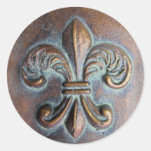 Fleur De Lis, Cuivre-Regard âgé imprimé Adhésifs