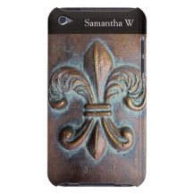 Fleur De Lis, Cuivre-Regard âgé imprimé Coque Barely There iPod