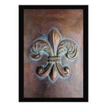Fleur De Lis, Cuivre-Regard âgé imprimé Cartons D'invitation