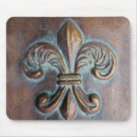 Fleur De Lis, Cuivre-Regard âgé imprimé Tapis De Souris