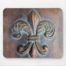 Fleur De Lis, Cuivre-Regard âgé imprimé Tapis De Souris