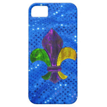 Fleur De Lis Mardi Gra ajoutent le texte Étui iPhone 5