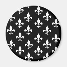 Fleur de Lis Pattern noir et blanc Aimants