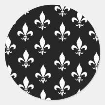 Fleur de Lis Pattern noir et blanc Autocollants