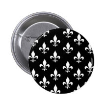 Fleur de Lis Pattern noir et blanc Badge