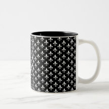 Fleur de Lis Pattern noir et blanc Mugs