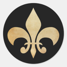 Fleur de Lis Stickers Antiqued Adhésif Rond