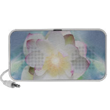 Fleur de lotus blanc dans le cristal bleu haut-parleur mp3