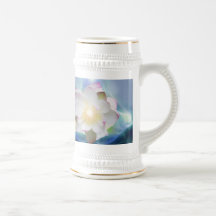 Fleur de lotus blanc dans le cristal bleu tasses à café