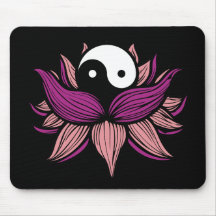 Fleur de Lotus et Yin Yang Tapis De Souris