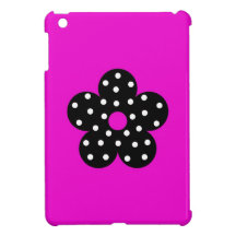 Fleur de noir de point de polka avec l'arrière - p