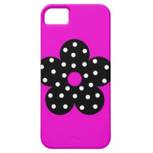 Fleur de noir de point de polka avec l'arrière - p coque iPhone 5