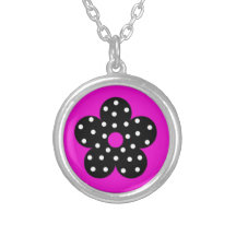 Fleur de noir de point de polka avec l'arrière - p bijouterie