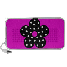 Fleur de noir de point de polka avec l'arrière - p haut-parleur