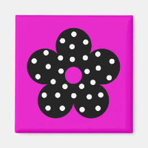 Fleur de noir de point de polka avec l'arrière - p aimants