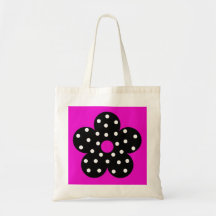 Fleur de noir de point de polka avec l'arrière - p sacs en toile