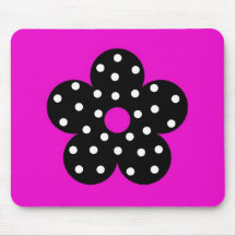 Fleur de noir de point de polka avec l'arrière - p tapis de souris