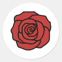 Fleur de rose rouge adhésif rond